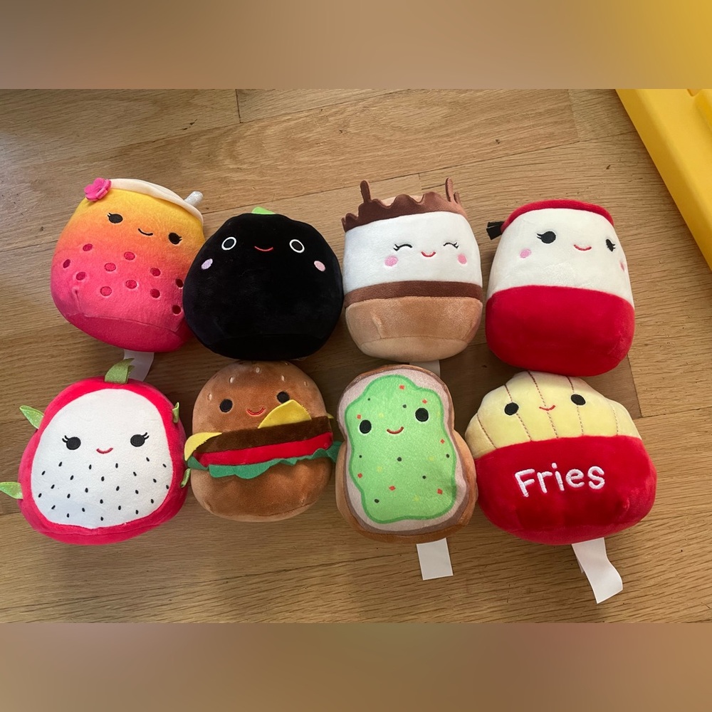 Squishmallows Food-Themed Plush Set - Red, Black, Brown, Green